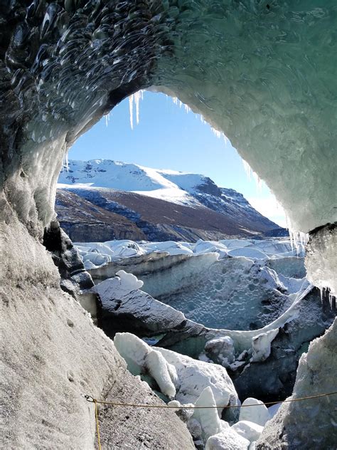 View Through An Ice Tunnel On Svínafellsjokull Glacier In Skaftafell