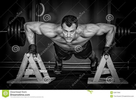 Push Up Man Doing Crossfit Fitness Training Stock Photo Image Of