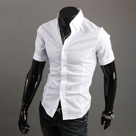 Mens White Short Sleeve Button Up Slim Fit Marlen Wiese