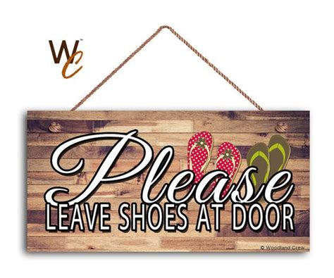 Please Leave Shoes At Door Sign Beach Flip Flops By Woodlandcrew With
