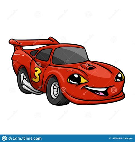 Car Cartoon For Kids Red Car Cartoon Happy Car Stock Vector