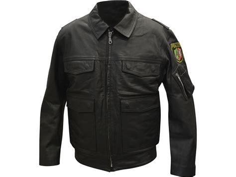 Military Surplus German Police Jacket Grade 2 Leather Black Medium