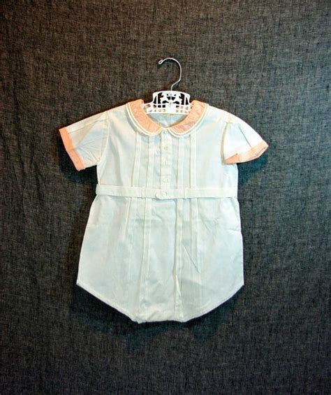Vintage Baby 1950s Romper Size 12m Belted Pink Collar And Etsy