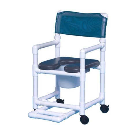 Nova lightweight rolling shower commode chair with locking wheels, wheeled combo commode chair for bedside, over the toilet & shower, commode chair with padded seat. SOFT SEAT WHEELED ROLLING SHOWER CHAIR COMMODE W/FOOTREST ...