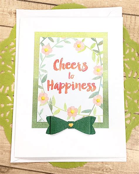 Cheers To Happiness Greeting Note Card Birthday Wedding Etsy