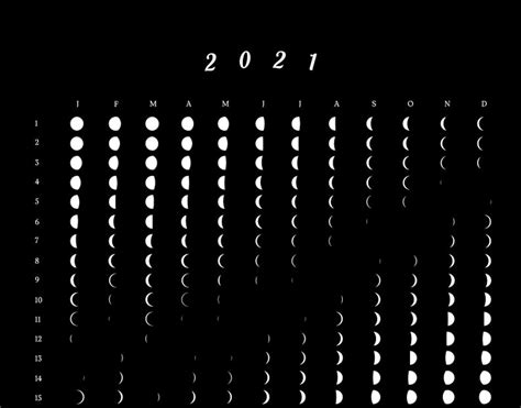 2021 Moon Phase Calendar Lunar Calendar Moon Phase Poster Etsy