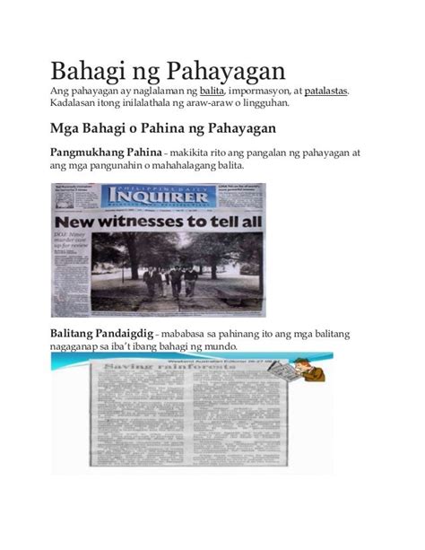 Bahagi Ng Pahayagan Docx Bahagi Ng Pahayagan Pangmukhang Pahina Vrogue