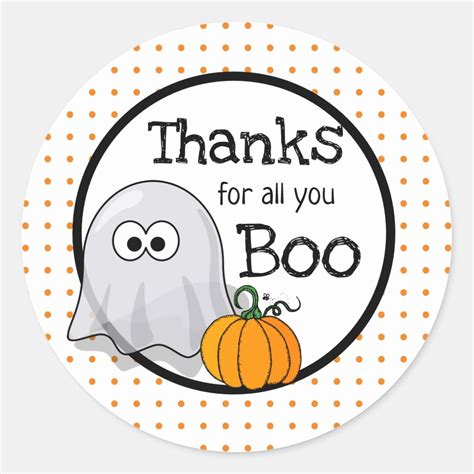 Thanks For All You Boo Halloween Thank You Classic Round Sticker Zazzle