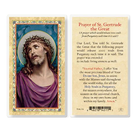 Prayer For Souls In Purgatory Gold Stamped Laminated Holy Card 25