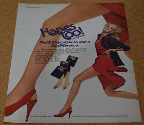 1982 Print Ad Hanes Too Pantyhose Hosiery Lady Legs Smile Hair Fashion Style Her Ebay