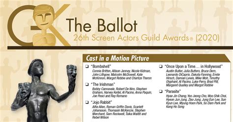 2020 Screen Actors Guild Sag Awards Printable Ballot The Gold