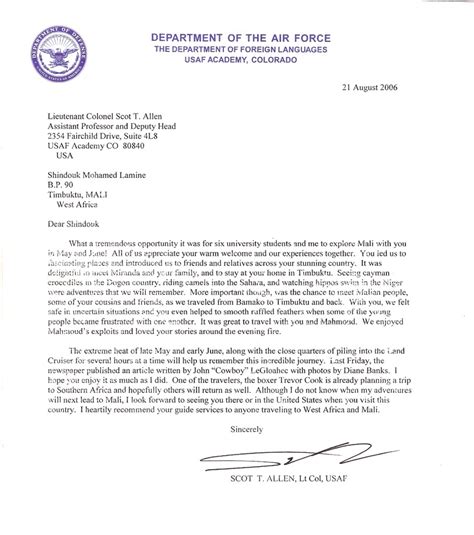 Air Force Spouse Letter Of Appreciation Usaf Letter To Bill Hargiss
