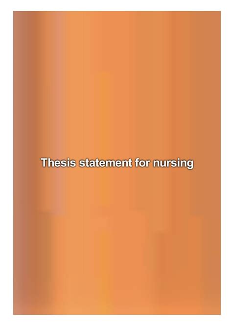 Thesis Statement For Nursing By Caballero Mayra Issuu