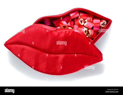 Red Lips Box Isolated On A White Background Stock Photo Alamy