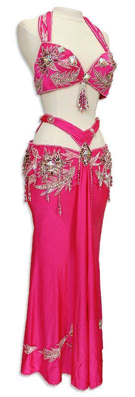 hot pink jeweled egyptian bra and skirt in stock belly dance costume at