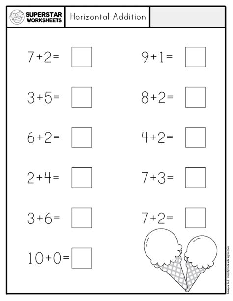 Kindergarten Addition Worksheets Superstar Worksheets