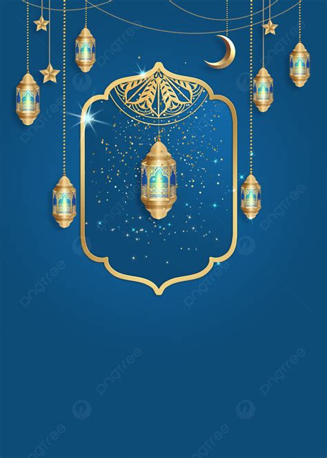 Ramadan Kareem Festival Background Texture Blue Metal Lights Wallpaper