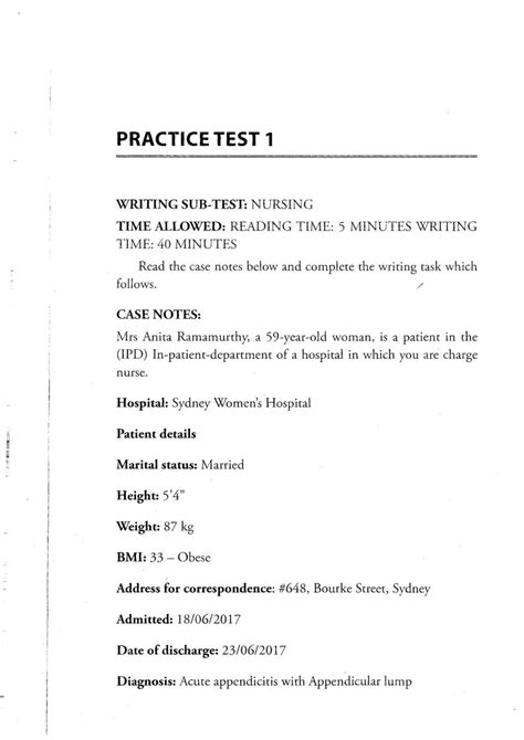 Oet Writing Practice Test Book Pdf Nurseinfo