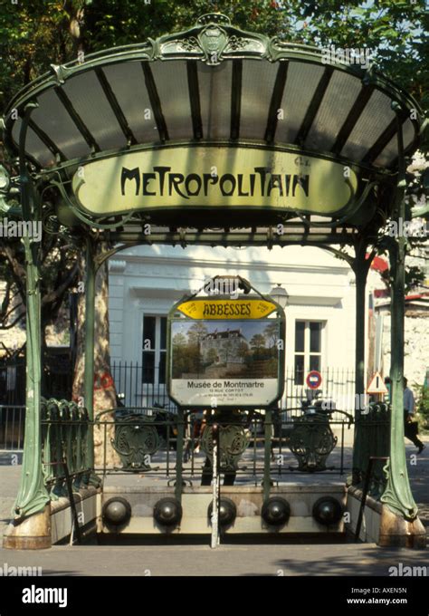 Metro Entrance Paris Art Nouveau Architect Hector Guimard Stock