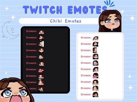 Cute Chibi Girl Emote Pack For Twitch And Discord Brown Hair Etsy