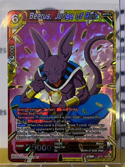 Dbs Beerus Judge Of Ruin Bt21 143 Sr Foil Dragon Ball Super Card