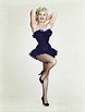 Betty Grable posing with one leg up and arms behind her head, 1950s ...
