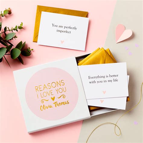 Personalised Reasons I Love You Foiled Notes Martha Brook