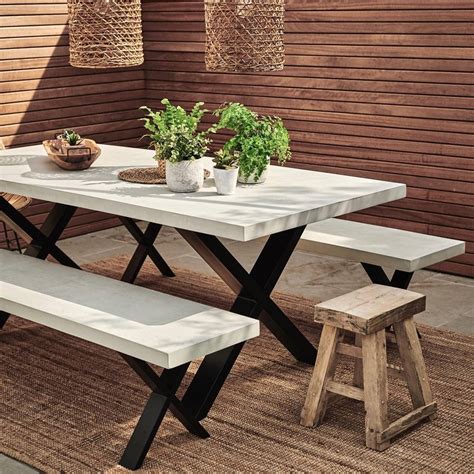 Concrete Outdoorindoor Dining Table With X Frame By Rust Collections
