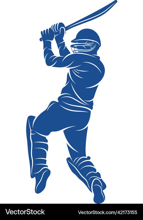 Cricket Player Logo Design Icon Symbol Template Vector Image