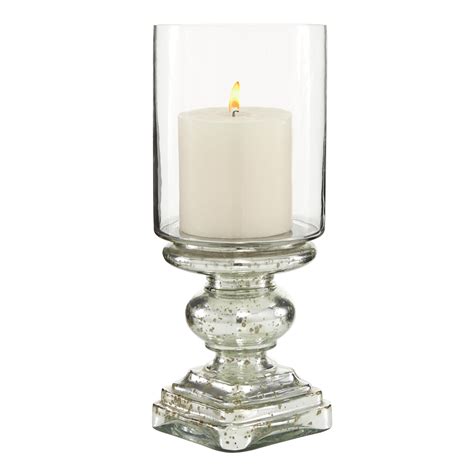 Decmode 6w 16h Glass Traditional Hurricane Lamp Silver 1 Piece