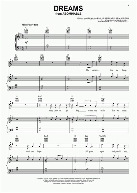 Dreams Piano Sheet Music