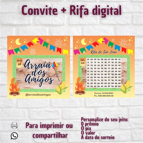 Convite Digital Rifa São João Elo7 Produtos Especiais