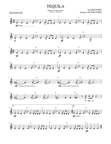 Tequila Sheet Music For Piano Solo