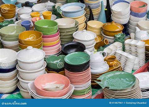 Colorful Ceramic Plates And Bowls Stock Image Image Of Ceramics Bowl