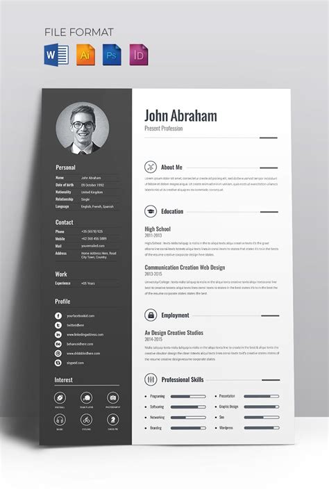If you intend to host your resume online, or if you are in a creative industry where visuals are highly valued, then an image may be an asset. Minimal Creative CV Resume Template #67714