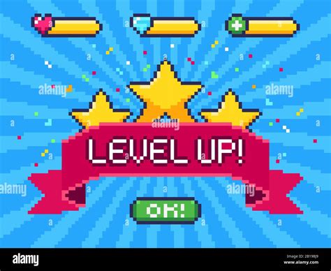 Level Up Screen Pixel Video Game Achievement Pixels 8 Bit Games Ui