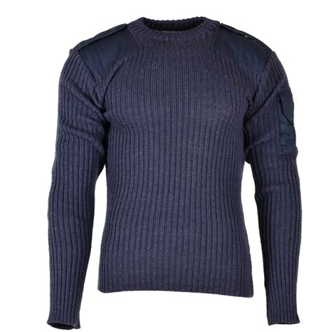 Original British Army Pullover Commando Jumper Blue Grey Sweater Wool