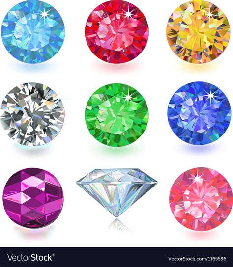 Colored Gems Royalty Free Vector Image Vectorstock