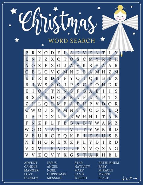 Christian Religious Christmas Word Search Puzzle Printable Activity