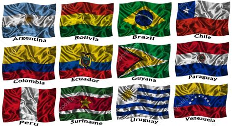 Bandeiras da américa do sul jogo de bandeiras da américa do sul em que você pode fazer várias atividades com eles. Acenando coloridas bandeiras da América do Sul ...