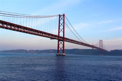 Red Bridge At The Sunset Lisbon Portugal Stock Photo Image Of