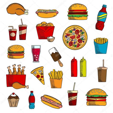 Takeaway And Fast Food Snacks Stock Vector Image By ©seamartini 101872766