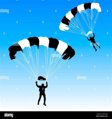 Skydiver Silhouettes Parachuting Vector Illustration Stock Photo Alamy