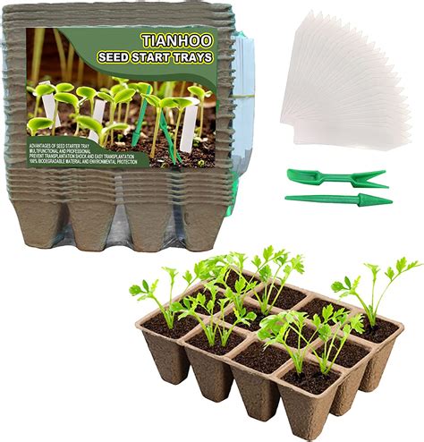 24 Pcs Seed Starter Trays 288 Cells Grow Plant Pots Biodegradable Seed