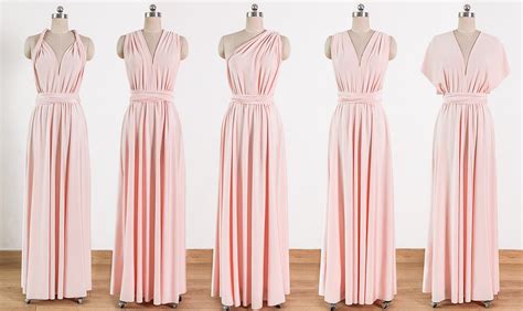 Blush Pink Maxi Infinity Dressesconvertible Bridesmaid Dresses Multi