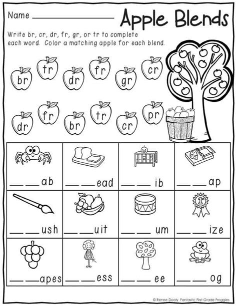September Print And Do Math And Literacy Printables Apple Blends