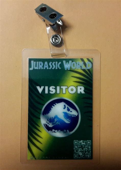 909 Jurassic World Id Badge Visitor Costume Prop Cosplay Green