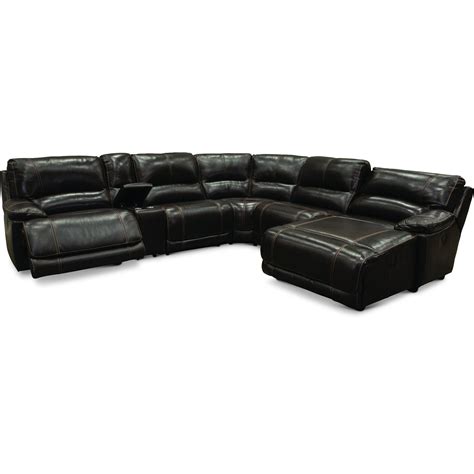 Brown Leather Match Power Reclining Sectional Rc Willey Leather