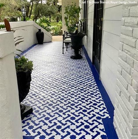 24 Budget Patio Floors Using Paint Stencils Tile Stencils Floor