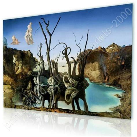 Swans Reflecting Elephants By Salvador Dali Ready To Hang Canvas